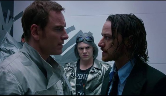 Quicksilver in the middle having a sour face. Not from listening to never ending arguments of Magneto and Prof. X. He is probably pissed because he just saw his other and much better version in Avengers.